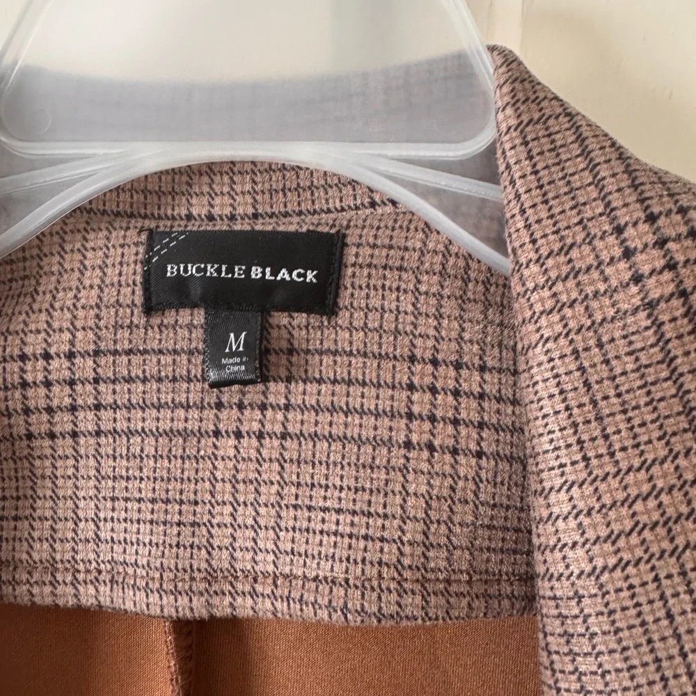 Buckle Black Plaid Longline Open Front Coat – Size Medium - Picture 3 of 3